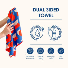 Load image into Gallery viewer, Buzzee Double Sided Tea Towel - Retro Blue
