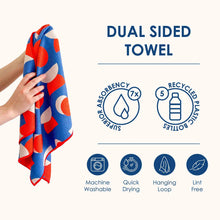 Load image into Gallery viewer, Buzzee Double Sided Tea Towel - Retro Blue