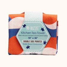 Load image into Gallery viewer, Buzzee Double Sided Tea Towel - Retro Blue
