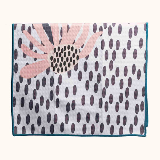 Buzzee Double Sided Tea Towel - Coral Flower