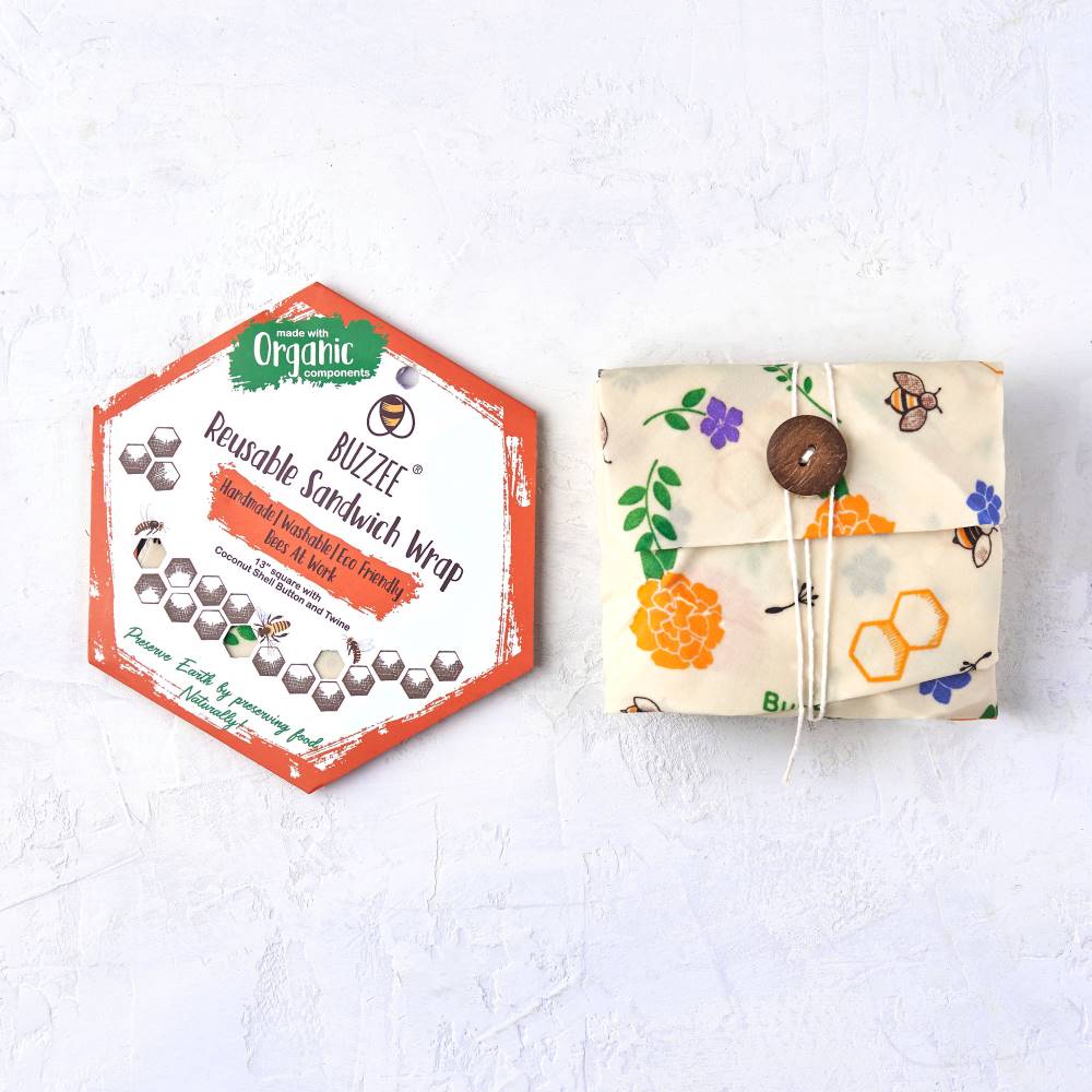 Buzzee Organic Beeswax Sandwich Wrap - Busy Bees