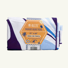 Load image into Gallery viewer, Buzzee Compact Beach Towel - Blue Palm
