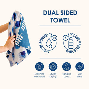 Buzzee Double Sided Tea Towel - Watercolor Navy