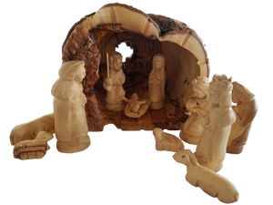 Olive Wood Hollowed Tree Nativity Set