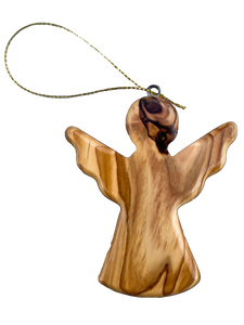 Olive Wood Angel Ornament